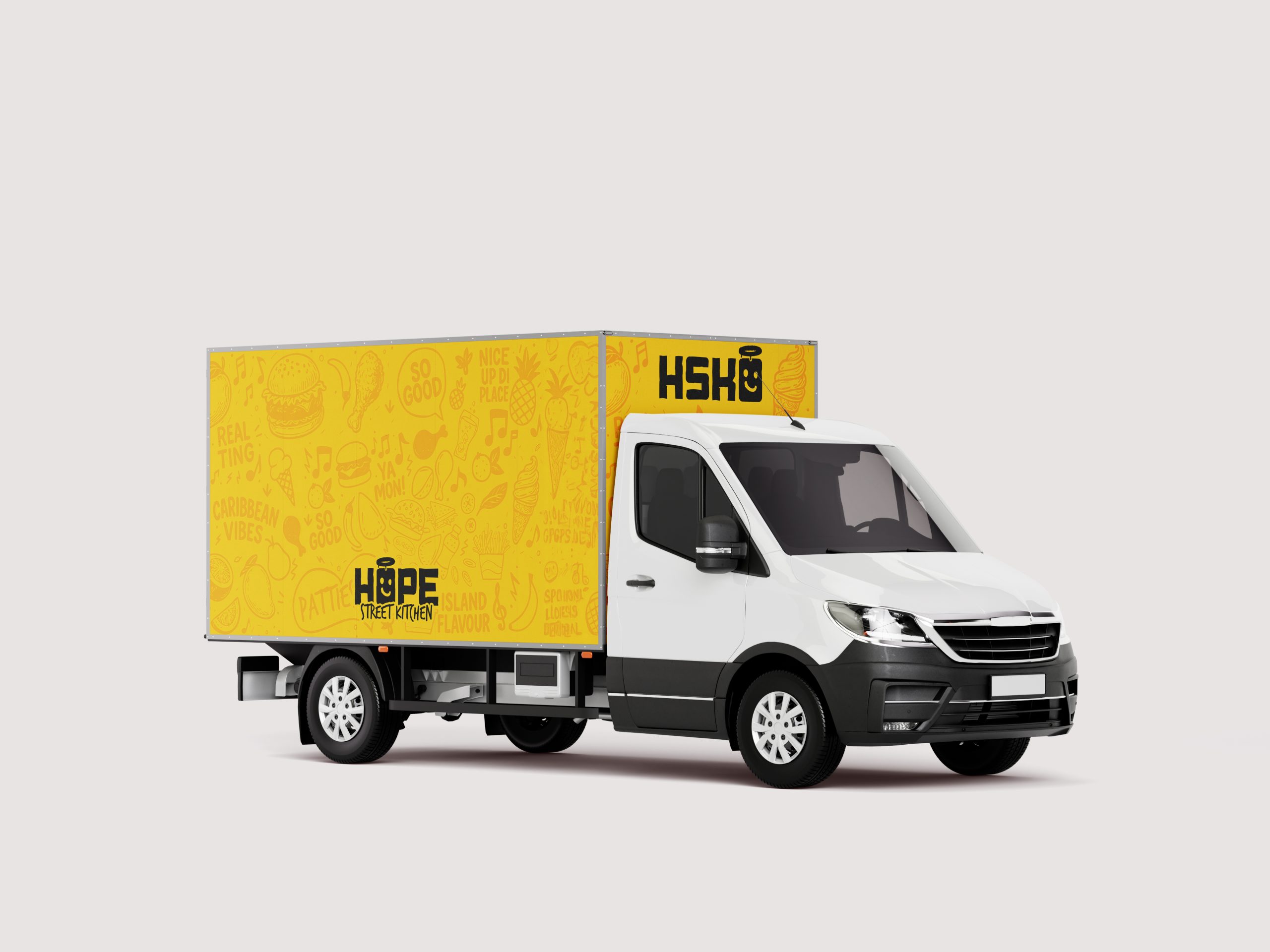 Hope Street Kitchen vehicle livery, front three-quarter view